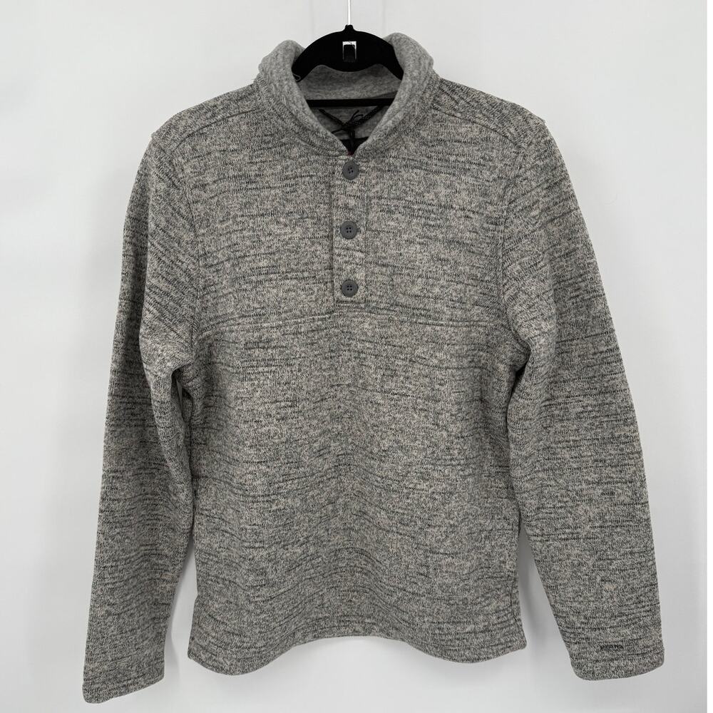NWT prAna Mens Tri Thermal Threads Henley Top Pockets 3/4 Button Heather Gray